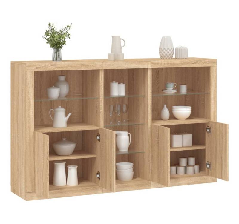 vidaXL Sideboard Sideboard mit LED Leuchten Sonoma Eiche 162x37x100 cm Glas Vitrine von vidaXL