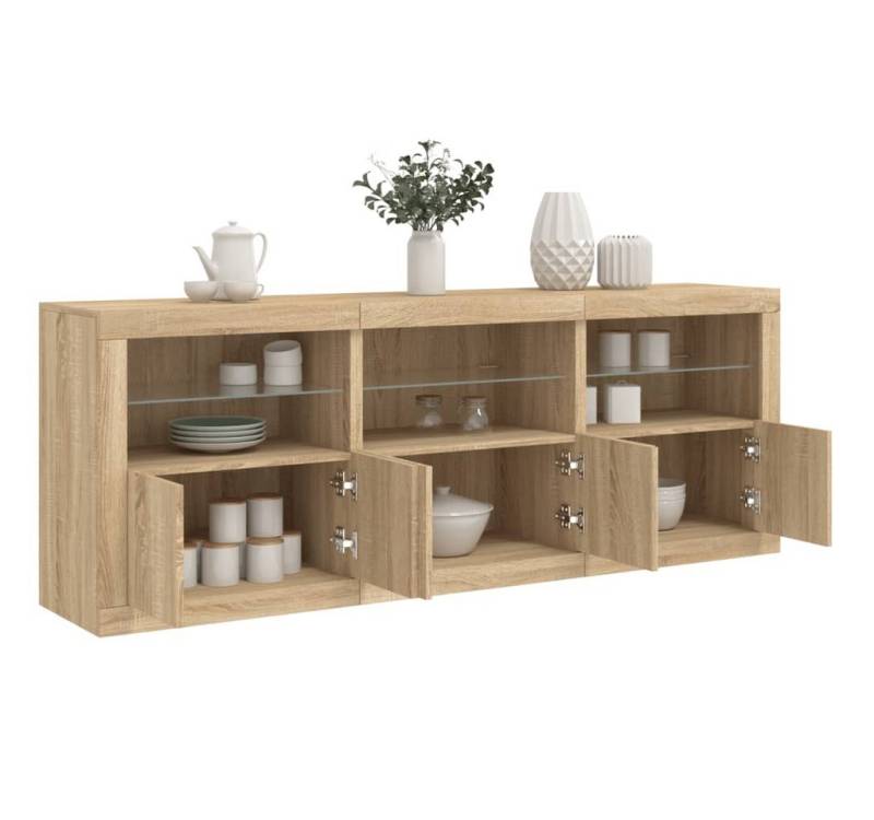 vidaXL Sideboard Sideboard mit LED Leuchten Sonoma Eiche 181,5x37x67 cm Glas Vitrine von vidaXL