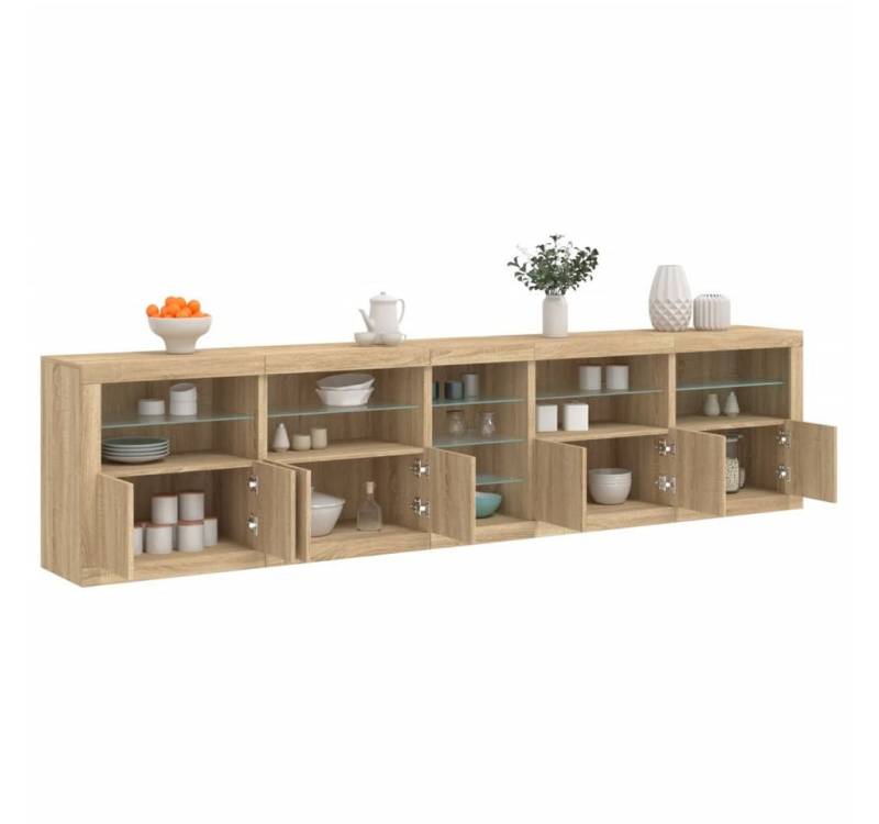 vidaXL Sideboard Sideboard mit LED Leuchten Sonoma Eiche 283x37x67 cm Glas Vitrine von vidaXL