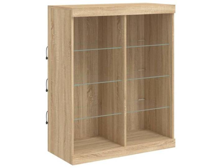 vidaXL Sideboard Sideboard mit LED-Leuchten Sonoma-Eiche 81x37x100 cm (1 St), Holzwerkstoff, Sonoma Eiche von vidaXL
