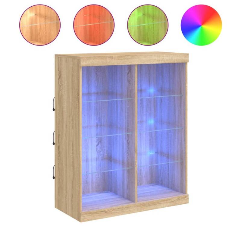 vidaXL Sideboard Sideboard mit LED Leuchten Sonoma Eiche 81x37x100 cm Glas Vitrine von vidaXL