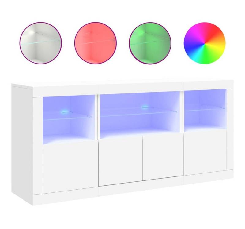 vidaXL Sideboard Sideboard mit LED Leuchten Weiß 142,5x37x67 cm Glas Vitrine von vidaXL