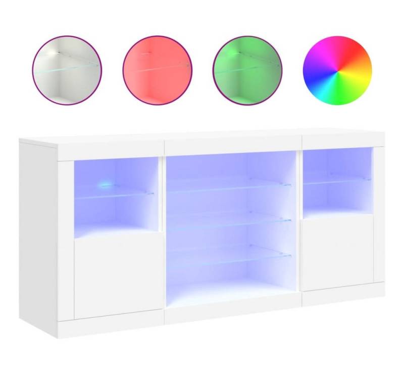vidaXL Sideboard Sideboard mit LED Leuchten Weiß 142,5x37x67 cm Glas Vitrine von vidaXL