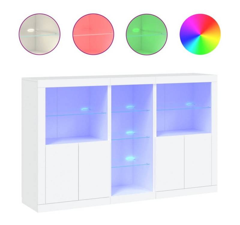 vidaXL Sideboard Sideboard mit LED Leuchten Weiß 162x37x100 cm Glas Vitrine von vidaXL