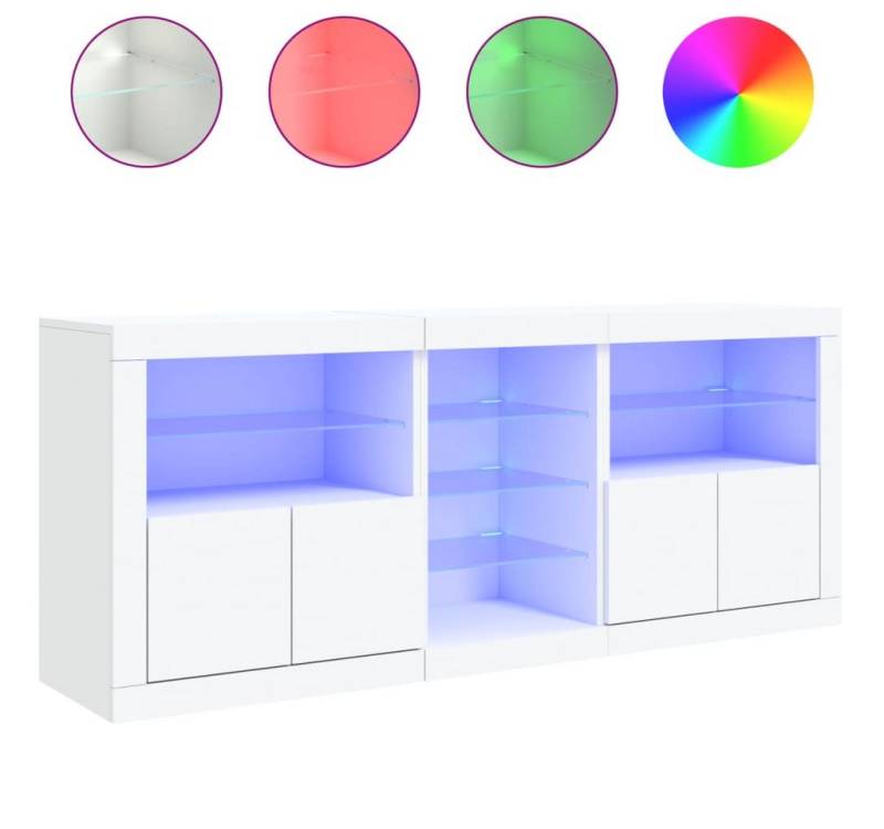 vidaXL Sideboard Sideboard mit LED Leuchten Weiß 162x37x67 cm Glas Vitrine von vidaXL