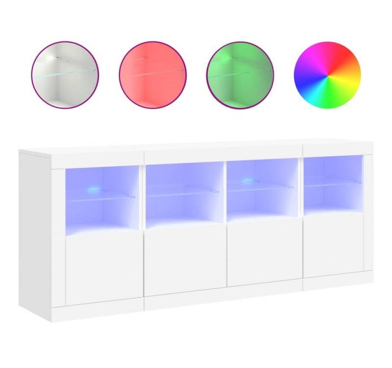 vidaXL Sideboard Sideboard mit LED Leuchten Weiß 163x37x67 cm Glas Vitrine von vidaXL