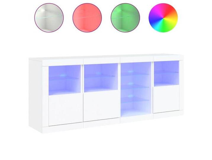 vidaXL Sideboard Sideboard mit LED Leuchten Weiß 164x37x67 cm Glas Vitrine, weiß von vidaXL