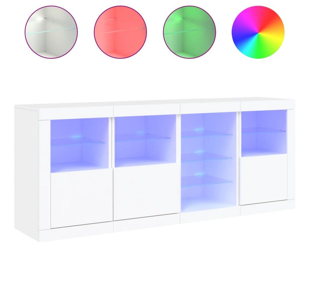 vidaXL Sideboard Sideboard mit LED Leuchten Weiß 164x37x67 cm Glas Vitrine von vidaXL
