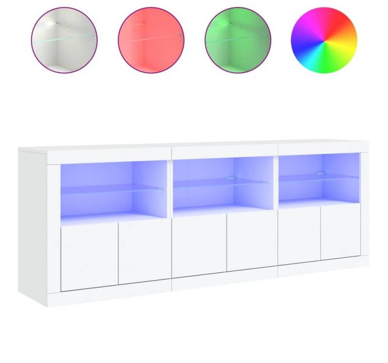 vidaXL Sideboard Sideboard mit LED Leuchten Weiß 181,5x37x67 cm Glas Vitrine von vidaXL