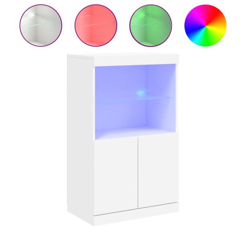 vidaXL Sideboard Sideboard mit LED Leuchten Weiß 60,5x37x100 cm Glas Vitrine von vidaXL