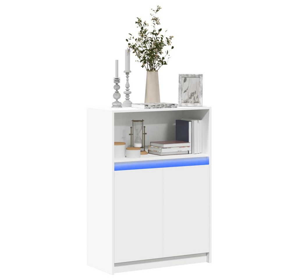 vidaXL Sideboard Sideboard mit LED Weiß 72x34x100 cm Spanplatte Glas Vitrine von vidaXL
