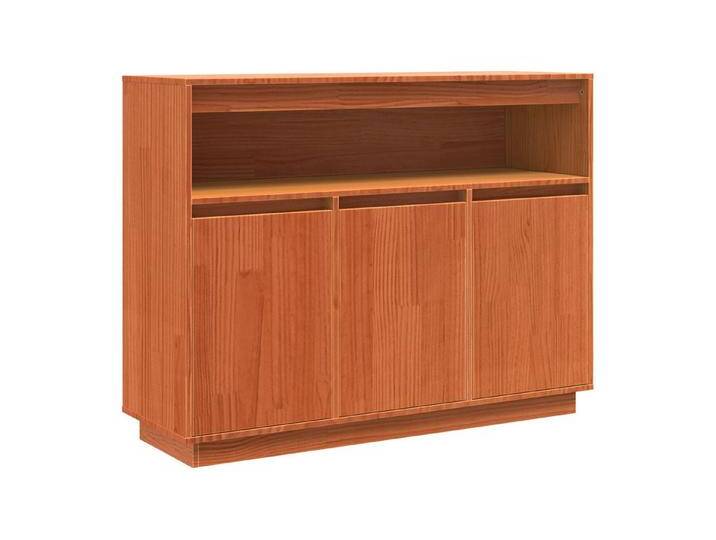 vidaXL Sideboard Sideboard mit Speicher mit Tür Braun 104,5 x 34 x 80 cm Massivkiefer (1 St), braun, Massivholz Kiefer, Braun von vidaXL