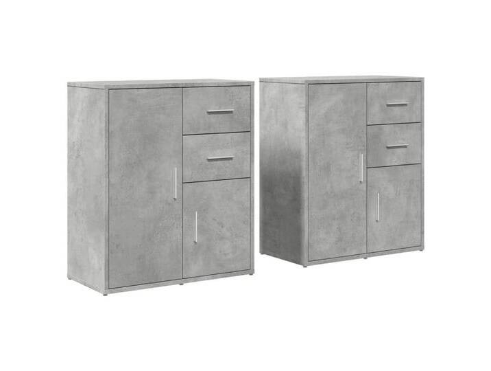 vidaXL Sideboard Sideboards 2 Stk Betongrau 60x31x70 cm Spanplatte, grau von vidaXL