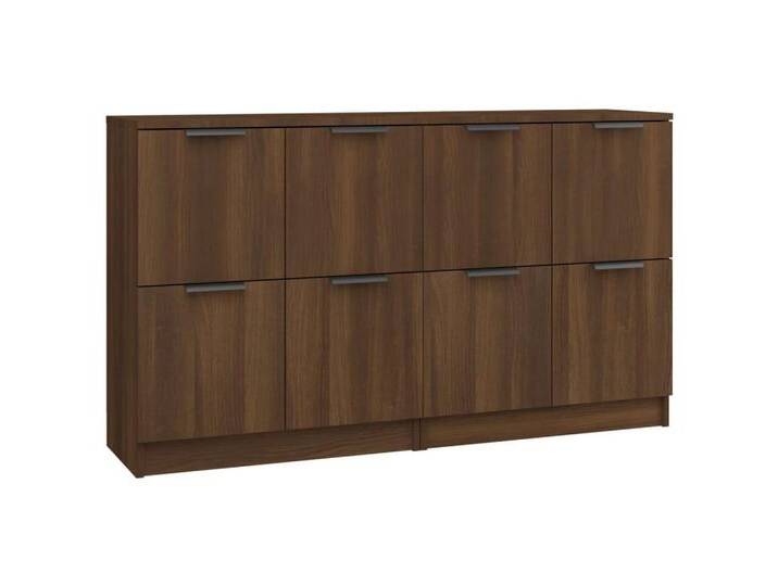 vidaXL Sideboard Sideboards 2 Stk Braun Eichen-Optik 60x30x70 cm Spanplatte Anrichte Ko, braun von vidaXL