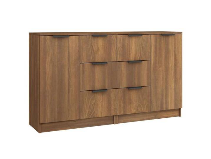 vidaXL Sideboard Sideboards 2 Stk Braun Eichen-Optik 60x30x70 cm Spanplatte Kommode Tür, braun von vidaXL