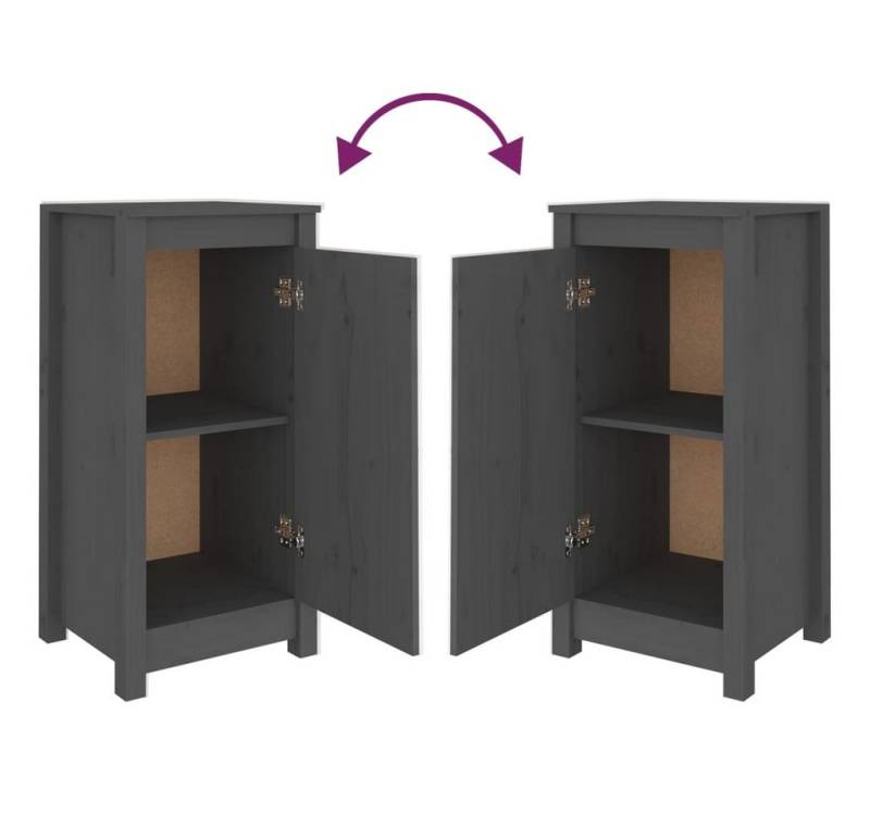 vidaXL Sideboard Sideboards 2 Stk Grau 40x35x80 cm Massivholz Kiefer Kommode Anrichte von vidaXL