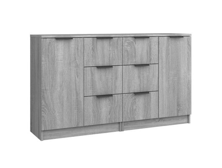 vidaXL Sideboard Sideboards 2 Stk Grau Sonoma 60x30x70 cm Spanplatte Kommode Türen Schu, grau von vidaXL