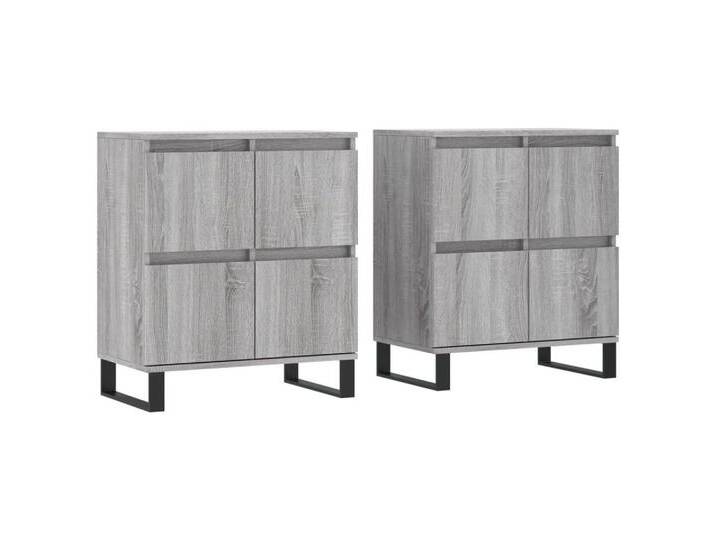 vidaXL Sideboard Sideboards 2 Stk Grau Sonoma Spanplatte, grau von vidaXL