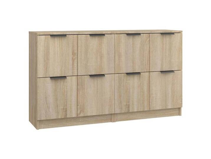 vidaXL Sideboard Sideboards 2 Stk Sonoma Eiche 60x30x70 cm Spanplatte Anrichte Kommode, braun von vidaXL