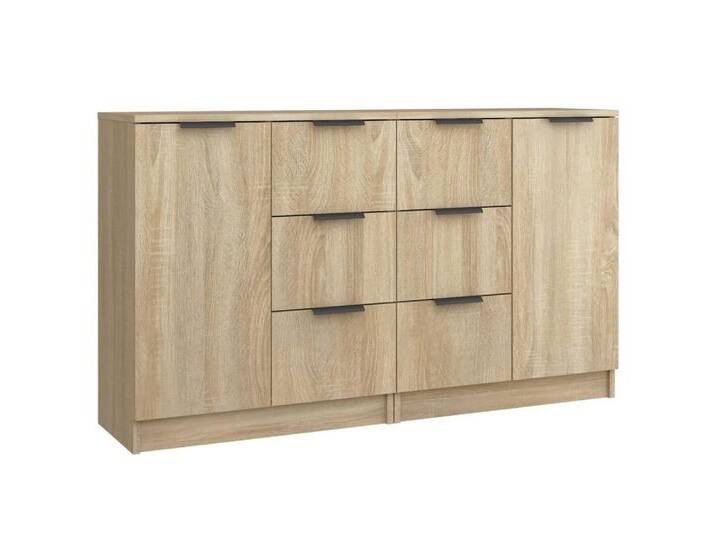 vidaXL Sideboard Sideboards 2 Stk Sonoma Eiche 60x30x70 cm Spanplatte Kommode Türen Sch, braun von vidaXL