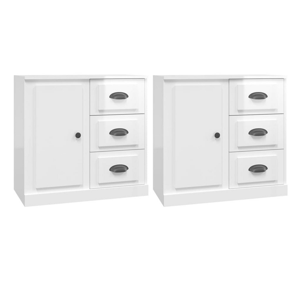 vidaXL Sideboard Sideboards 2 Stk. Hochglanz-Weiß Holzwerkstoff (2 St) von vidaXL