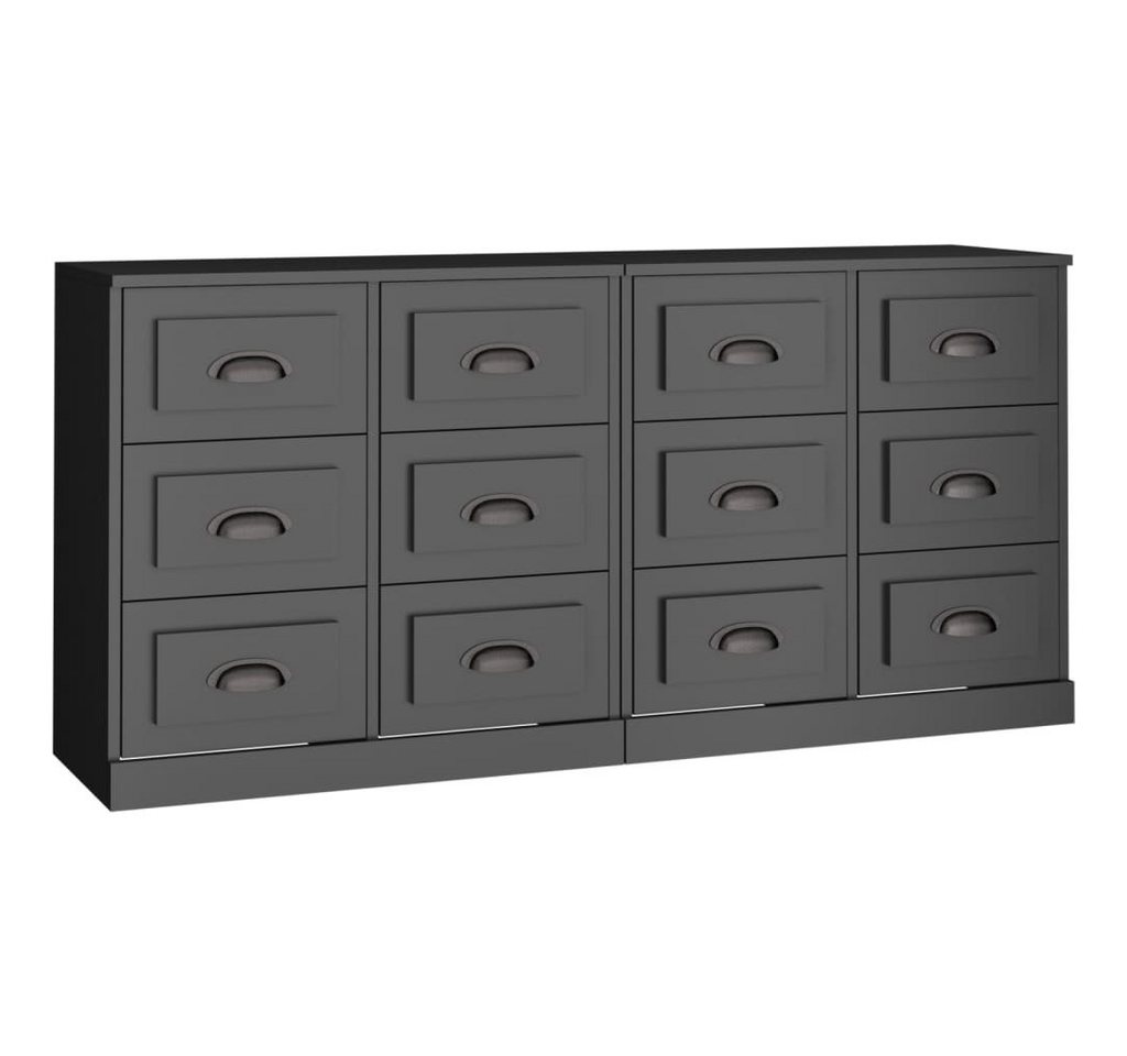 vidaXL Sideboard Sideboards 2 Stk. Schwarz Holzwerkstoff (2 St) von vidaXL