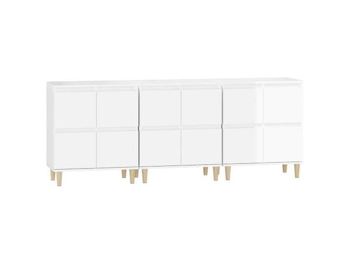 vidaXL Sideboard Sideboards 3 Stk. Hochglanz-Weiß 60x35x70 cm Holzwerkstoff (3 St), 3 St., Hochglanz-WeiÃ von vidaXL
