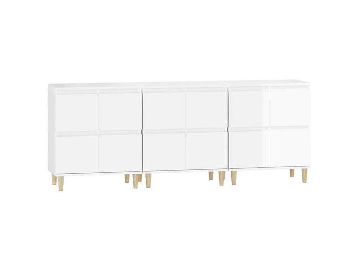 vidaXL Sideboard Sideboards 3 Stk. Hochglanz-Weiß 60x35x70 cm Holzwerkstoff (3 St), 3 St., Hochglanz-WeiÃ von vidaXL