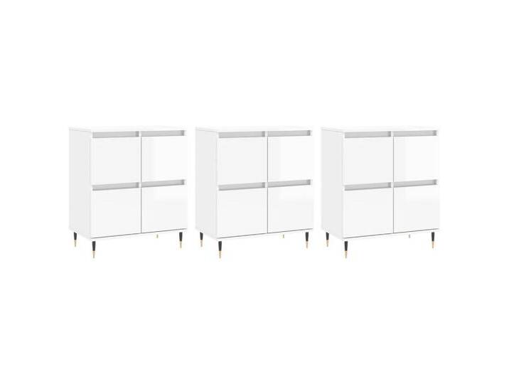 vidaXL Sideboard Sideboards 3 Stk. Hochglanz-Weiß Holzwerkstoff (3 St), 3 St., Hochglanz-WeiÃ von vidaXL