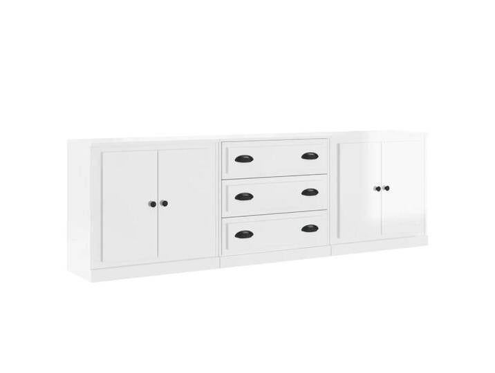 vidaXL Sideboard Sideboards 3 Stk. Hochglanz-Weiß Holzwerkstoff (3 St), Hochglanz-WeiÃ von vidaXL