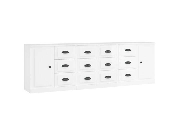 vidaXL Sideboard Sideboards 3 Stk. Hochglanz-Weiß Holzwerkstoff (3 St), Hochglanz-WeiÃ von vidaXL