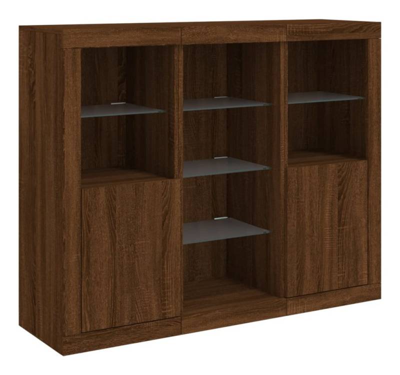 vidaXL Sideboard Sideboards mit LED-Leuchten 3 Stk. Braun Eichen-Optik (3 St) von vidaXL