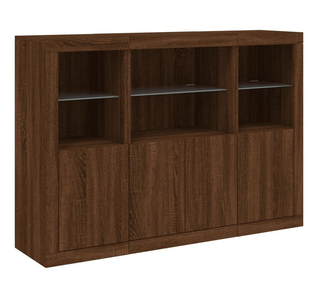 vidaXL Sideboard Sideboards mit LED-Leuchten 3 Stk. Braun Eichen-Optik (3 St) von vidaXL