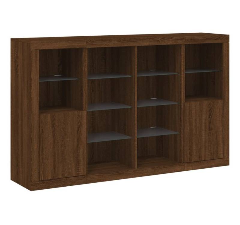 vidaXL Sideboard Sideboards mit LED-Leuchten 3 Stk. Braun Eichen-Optik (3 St) von vidaXL