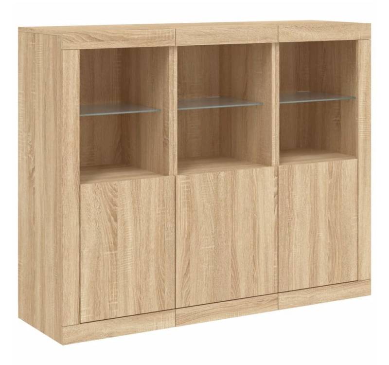 vidaXL Sideboard Sideboards mit LED-Leuchten 3 Stk. Sonoma-Eiche Holzwerkstoff (3 St) von vidaXL