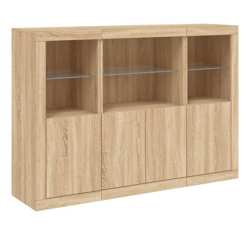 vidaXL Sideboard Sideboards mit LED-Leuchten 3 Stk. Sonoma-Eiche Holzwerkstoff (3 St) von vidaXL