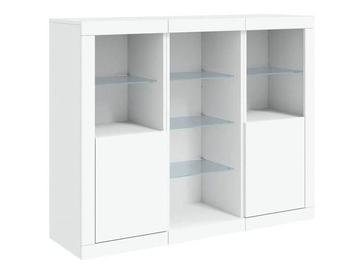 vidaXL Sideboard Sideboards mit LED-Leuchten 3 Stk. Weiß Holzwerkstoff (3 St), WeiÃ von vidaXL