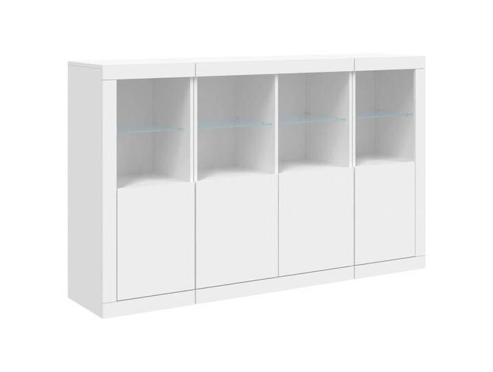 vidaXL Sideboard Sideboards mit LED-Leuchten 3 Stk. Weiß Holzwerkstoff (3 St), WeiÃ von vidaXL