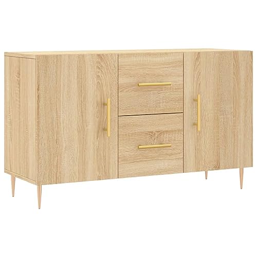 vidaXL Sideboard, Kommode mit viel Stauraum, Mehrzweckschrank Anrichte für Wohnzimmer, Schrank Beistellschrank Metallbeine, Modern, Sonoma-Eiche Holzwerkstoff von vidaXL