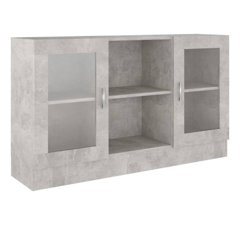 vidaXL Sideboard Vitrinenschrank Betongrau 120x30,5x70 cm Spanplatte Glas Vitrine von vidaXL