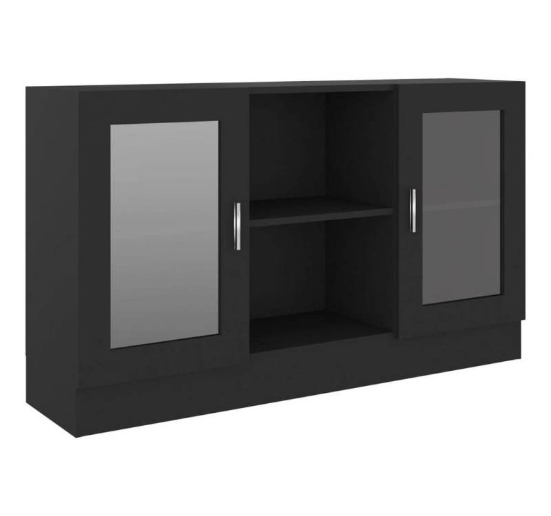 vidaXL Sideboard Vitrinenschrank Schwarz 120x30,5x70 cm Spanplatte Glas Vitrine von vidaXL