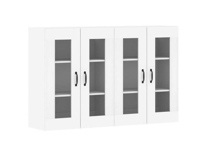 vidaXL Sideboard Wandschränke 2 Stk Weiß Spanplatte Glas Vitrine Hängeschrank, weiß von vidaXL