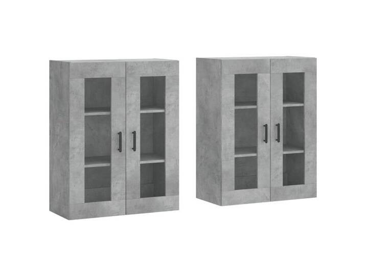 vidaXL Sideboard Wandschränke 2 Stk. Betongrau Holzwerkstoff (2 St), grau, Round black, Betongrau von vidaXL