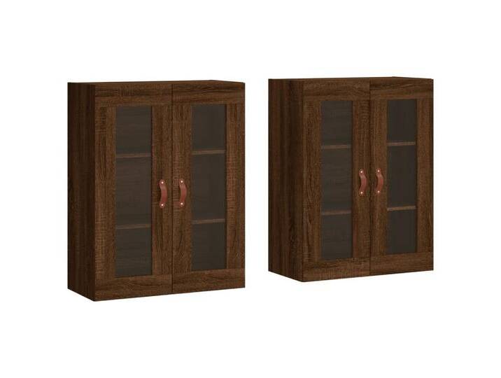 vidaXL Sideboard Wandschränke 2 Stk. Braun Eichen-Optik Holzwerkstoff (2 St), braun, Holzwerkstoff, Leather, Braune Eiche von vidaXL