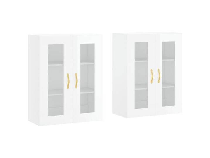vidaXL Sideboard Wandschränke 2 Stk. Hochglanz-Weiß Holzwerkstoff (2 St), Leaf gold, Hochglanz-Weiß von vidaXL