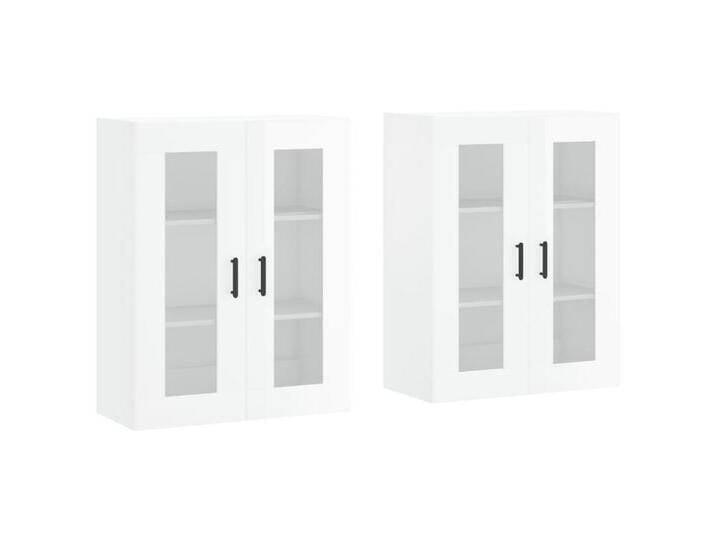 vidaXL Sideboard Wandschränke 2 Stk. Hochglanz-Weiß Holzwerkstoff (2 St), Rund Schwarz, Hochglanz-Weiß von vidaXL