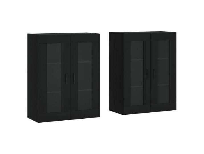 vidaXL Sideboard Wandschränke 2 Stk. Schwarz Holzwerkstoff (2 St), schwarz, Groove black, Schwarz von vidaXL
