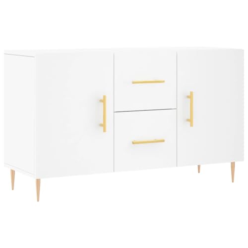 vidaXL Sideboard, Kommode mit viel Stauraum, Mehrzweckschrank Anrichte für Wohnzimmer, Schrank Beistellschrank Metallbeine, Modern, Weiß Holzwerkstoff von vidaXL