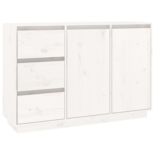 vidaXL Sideboard Kommode Anrichte Mehrzweckschrank Beistellschrank Standschrank Schrank Flurkommode Weiß 111x34x75 cm Massivholz Kiefer von vidaXL