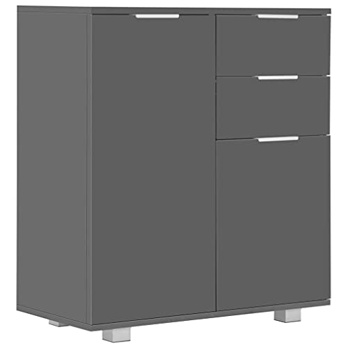 vidaXL Sideboard mit 2 Schubladen 2 Türen Kommode Anrichte Beistellschrank Schrank Standschrank Mehrzweckschrank Hochglanz Grau 71x35x80cm Holzwerkstoff von vidaXL
